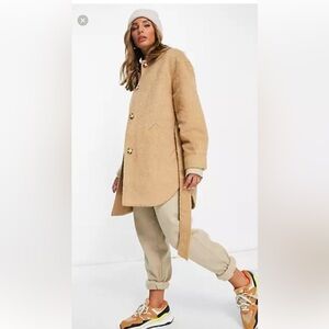 Topshop Brushed Brown Coat Size 8